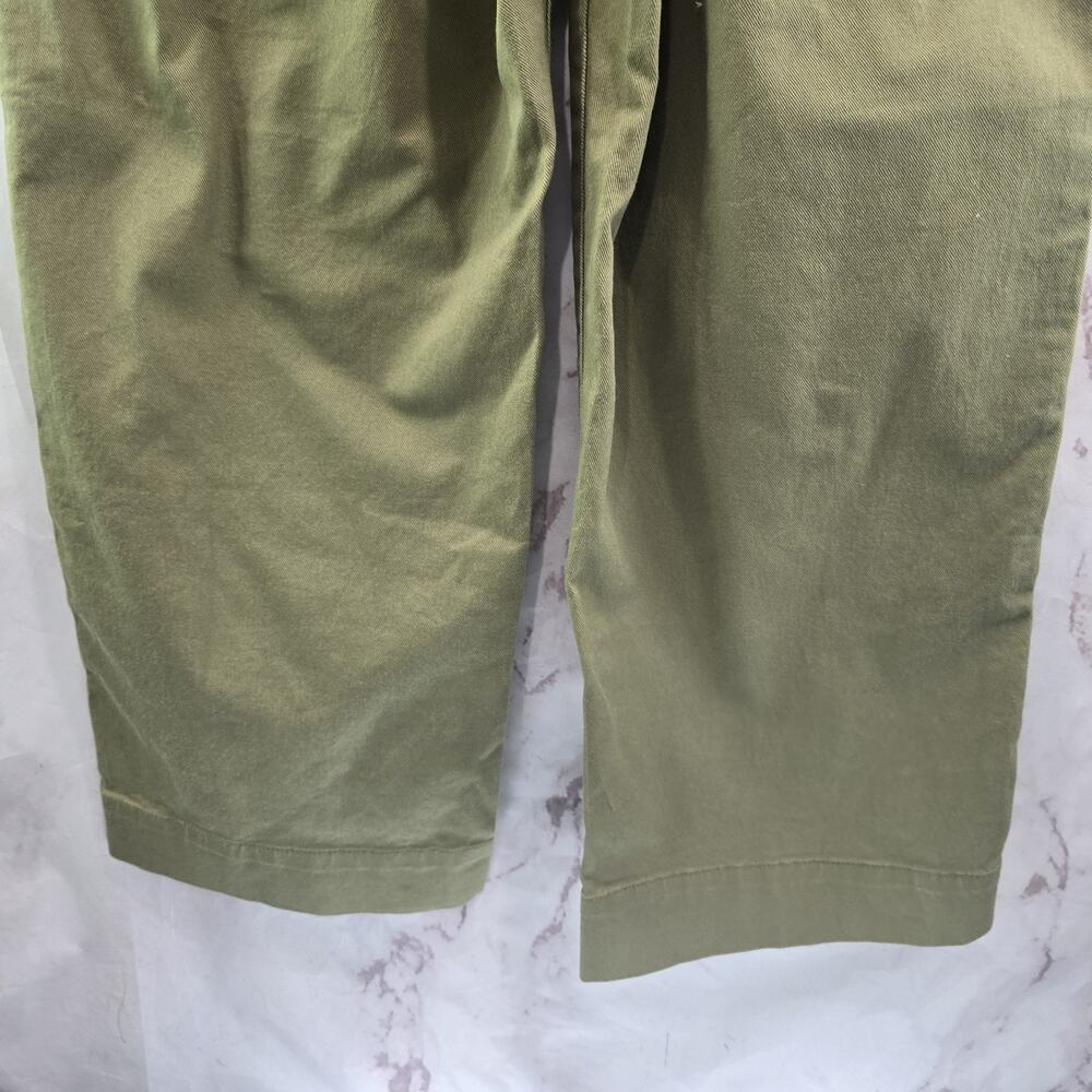 Quince Jeans Womens 32 Green High Rise Wide Leg Crop Pants Twill Olive - Picture 8 of 13